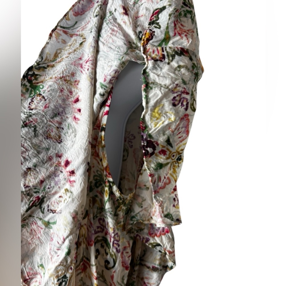 Sundance Arabella Ruffle Sleeve Blouse Womens Size Medium Floral Bohemian Top - Picture 5 of 8